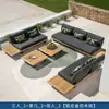 Sofá para Pátio de Vila ao Ar Livre à Prova de Chuva e Sol Móveis de Sofá de Madeira Maciça Conjunto de Sofá para Terraço de Hotel B&B Mesa de Centro