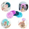 Gorro de ducha para mujer elástico reutilizable de doble capa impermeable para ducha, gorro de ducha para baño, gorro de ducha para el pelo