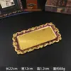 Nuevo Cuenco Rectangular de Hierro Forjado con Encaje de Concha para Frutas Espesor Patrón Europeo Bandeja Dorada Bandeja de Almacenamiento Bandeja de Metal para Té
