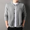 Cárdigan de Punto con Cuello Redondo Japonés YINGAO para Hombre Otoño e Invierno Engrosado Nuevo de un Solo Botón Juventud Color Sólido Chaqueta de Moda para Hombre