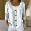 Nova blusa de moletom com botões, gola V, manga longa, estampada em 3D, estilo personalidade, solta, para outono e inverno, jaqueta suéter para mulheres