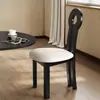Silla de comedor vintage de madera maciza estilo francés, silla con respaldo de diseño de mediados de siglo, silla de tocador de dormitorio estilo wabi-sabi, silla clave