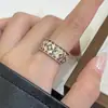 Anel Feminino Aberto Ajustável S925 Prata Esterlina Corte Retro Vazado com Diamante Anel de Dedo Indicador Versátil de Luxo Acessível de Nicho
