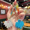 Popular llavero de murciélago de arcilla de doble cara incrustado con diamantes, pequeño colgante de Halloween para niñas, exquisito charm de bolso con cuentas de cristal