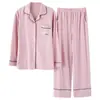 Pijama mujer 100% algodón manga larga primavera y otoño ropa de casa mujer otoño e invierno solapa nueva mamá holgado casual verano
