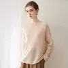 Jersey de punto liso de cachemira y seda 2026 Otoño/Invierno Nuevo para Mujer, holgado, de hombros descubiertos