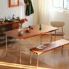 Mesa de Jantar de Madeira Maciça Retrô Apartamento Pequeno Nórdico Japonês Combinação de Mesa e Cadeiras para Jantar Casa Mesa Retangular Móveis de Toras