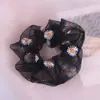 Goma para el Cabello de Margarita de Organza Cuerda para el Cabello Bordada Flor para la Cabeza Malla Scrunchie Grande Goma para el Cabello Accesorio para el Cabello No Daña el Cabello