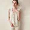 Colete Jacquard Pesado Espessado de Caxemira para Mulheres, Solto e Elegante Novo Cardigã Interno sem Mangas com Decote em V