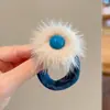 Mascarilla de frijol de felpa colorida nueva para otoño e invierno para niños, diadema, anillo de toalla de bola ensanchado, cuerda para el pelo de bola para coleta alta de niñas