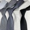 Corbata Gris y Negra para Hombre, Corbata de Algodón de Alta Gama Estilo Coreano Atada a Mano de Color Sólido Rayada para Mujer, Corbata Casual Estilo Británico Universitario sin Corbata