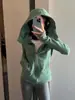 Sudadera gris ajustada estilo coreano, chaqueta de otoño para mujer, con capucha, con cremallera, corta, top de estilo casual deportivo, entallada en la cintura, versátil