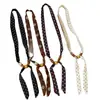 Cinta de Bufanda Delgada de Seda con Cuentas de Madera de Puntos para Mujer, Cadena para el Cuello Multiusos Vintage, Diadema, Bufanda Pequeña Decorativa, Una Pieza Dropshipping