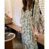 Vestido Estampado Retrô Francês para Mulheres 2025 Verão Novo Retrô Francês Solto Saia Grande Vestido Longo de Praia