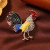 Moda nacional retro exquisito esmalte de diamante glaseado broche de gallo joyería del año del pollo pin de animal accesorios de prendedor