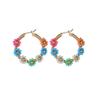 Pendientes de aleación con forma de flor y cuentas de colores de viento dulce a la moda para mujeres y niñas que viajan diariamente a fiestas navideñas.