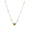 Collar Sencillo de Cuentas de Amor Estilo Coreano Moda para Mujer Lujo Ligero Gama Alta Retro Diseño Versátil Acero de Titanio Joyería Sin Color