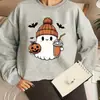 1 Peça Moletom de Halloween Fantasma Tamanho Plus, Casual Gola Redonda