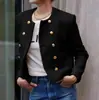 Chaqueta de Tweed de Doble Botonadura para Mujer, Versátil Estilo Francés Primavera y Otoño 2026, Top Corto Elegante de Tweed con Cuello Redondo