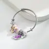 Nuevo Pulsera de Acero Inoxidable Plateado Panjia Doraemon con Colgante de Pony de Aleación con Cuentas Sencillas, Pulsera Linda y Ajustable