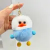 Pele de Coelho Rex Sintética Pato Amarelo Fofo Ins Celebridade da Internet Chaveiro de Carro Pingente Decoração de Mochila Presente de Aniversário