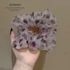 Tela de Malla Morada de Verano Lazo Grande Femenino Satinado Perlado Punto de Ola Anillo para el Cabello Cuerda para el Cabello Bolas Accesorios para el Cabello