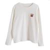 ¡Bordado de calabaza! Camiseta de Manga Larga con Cuello Redondo de Terciopelo para Mujer Otoño e Invierno 2024 Estilo Coreano Holgada Adelgazante Color Sólido Versátil Camiseta Básica