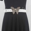 Cinturón de mujer con diseño de mariposa, fino, con hebilla plateada y negra, con diseño decorativo para abrigo, falda, pantalones y chaqueta de plumas, de gran sentido.