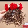 Horquilla con borlas de Año Nuevo para niños, accesorios para el cabello antiguos festivos rojos, horquilla para niñas, tocado para niña pequeña, Año Nuevo