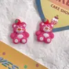 Desenho animado de simulação urso morango fofo laço câmera lápis cola creme material diy capa de celular resina combinar