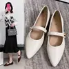 Zapatos Mary Jane de mujer con punta fina, nueva colección otoño 2026, piel suave estilo francés, elegantes y chic, con suela blanda y apertura poco profunda, zapatos planos