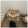 Bolsa Saco de Lã Xadrez com Cordão para Mulheres, Nova Moda de Inverno, Bolsa de Ombro Simples com Corrente, Bolsa Transversal para o Dia a Dia