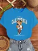 Camiseta de Mujer Estampado de Oso Calle California Moda Casual Moda Algodón Ropa Suelta Cuello Redondo Manga Corta