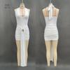Vestido Verão 2025 Novo Feminino Slimming Look Costas Nuas Cor Lisa Gola Halter Estilo Europeu e Americano Bodycon Temu