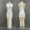 Vestido de Verano 2025 Nuevo Estilo Europeo y Americano para Mujer Temu, Adelgazante, Espalda Descubierta, Color Liso, Cuello Halter, Ceñido a la Cadera