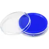 Tampón de tinta de secado rápido Deli 9863 para uso en finanzas y oficina, Tampón de tinta para sellos de secado rápido, Caja de tinta con esponja transparente en rojo y azul