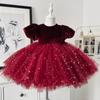Traje Rojo Chino para Bebé de Año Nuevo, Vestido de Princesa Estilo Coreano para 100 Días, Vestido de Primera Comunión para Niña de Lujo Ligero, Elegante