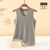 Chaleco Cálido de Lana 100% para Hombre y Mujer de Invierno con Forro de Polar Engrosado Cuello en V Prenda Interior Sin Costuras Cepillado con Parche Sin Mangas