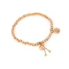 Pulsera de Perlas Oro Rosa con la Letra "F" para Mujer, Colgante de Diseño de Nicho de Lujo Ligero, Joyería de Acero de Titanio, Pulsera de Moda de Gama Alta