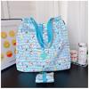 Bolsa de Compras Dobrável Verde Japonesa Desenho Animado Fofa Leve Grande Capacidade Bolsa de Ombro Grande Feminina Estilo Ins Presente