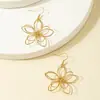 Brincos Florais Vazados Vintage, Brincos de Metal Trançado Estilo Ins Europeu e Americano com Toque de Luxo, Exclusivamente para Vendas Transfronteiriças