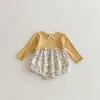 Roupa de Primavera para Bebê, Macacão Único para Menina, Macacão Estiloso de Manga Longa, Roupa para 100 Dias e Primeiro Aniversário, Macacão para Sair