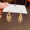 Brincos Elegantes de Moda com Zircônia Microincrustada de Três Camadas para Mulheres, Argola Geométrica Quadrada, Estilo Sexy, Brincos Exquisitos Versáteis