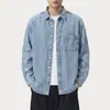 Nova camisa jeans de workwear retrô americana 2026, estilo old money, peça externa masculina de alta qualidade, corte solto, versátil, casual, de manga comprida