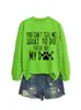 Estilo Casual Ebay Amazon Europa y América No Me Puedes Decir Huellas de Perro Sudadera de Cuello Redondo para Mujer