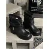 Botines Martin de tacón alto para mujer, estilo británico, nuevos botines cortos versátiles negros para otoño e invierno 2026 para personas bajitas, adecuados para jeans estilo western