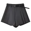 Falda pantalón corta plisada gris para mujer, estilo fino de verano, nuevo modelo 2024, de cintura alta, adelgazante, línea A, holgada, hot pants de pierna ancha