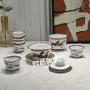 Conjunto de Chá Kung Fu Europeu Retro Transfronteiriço de 8 Peças Tampa para Caneca Gorda Tigela Xícara de Chá Presente para Casa Chinesa