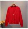 Chaqueta cárdigan de punto para mujer 2023 Primavera y Otoño Nueva estilo coreano Combinación versátil Holgada Aspecto entallado Ropa exterior Corto Color liso Suéter