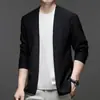 Cárdigan de Punto para Hombre de Manga Larga Estilo Coreano Otoño Color Sólido Casual Moda Masculina Cárdigan de Punto Versátil para Hombres Jóvenes y de Edad Media